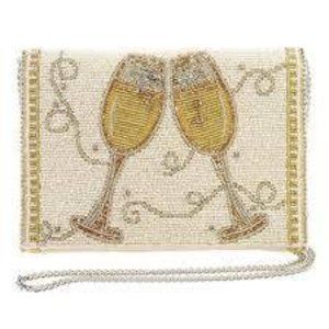 Mary Frances Champagne Taste Beaded Crossbody Clutch Purse, Ivory